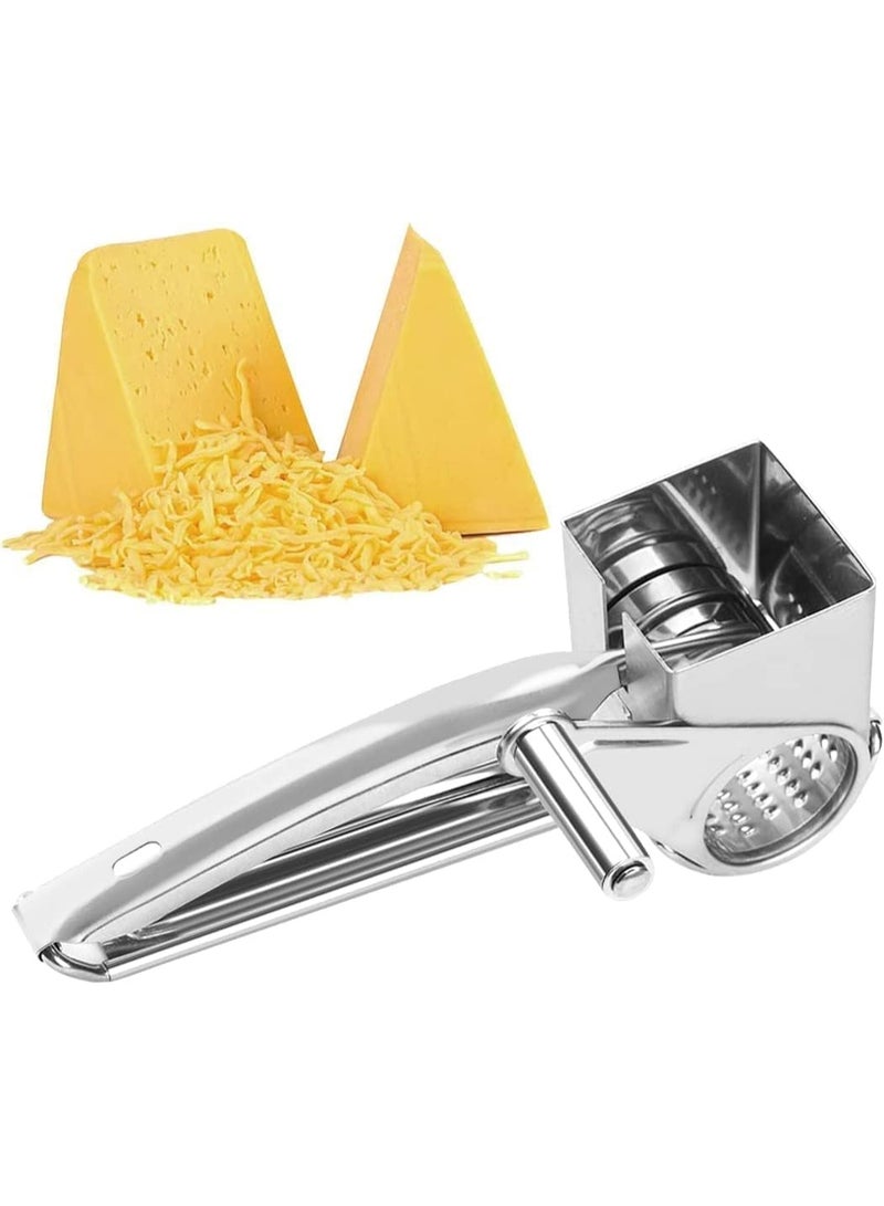 ChicAbode Rotary Cheese Grater - Stainless Steel Cylinder Grater for Shredding Cheese, Chocolate, Nuts & More, Easy to Clean & Dishwasher Safe - Image 1